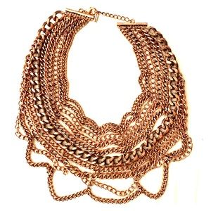 BaubleBar Courtney Brass Multi Chain Bib Necklace